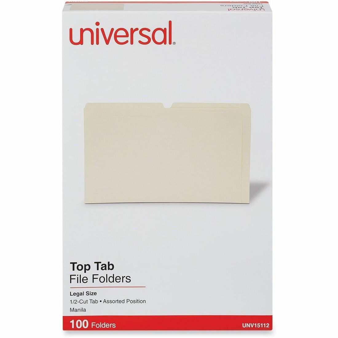 Universal 1/2 Tab Cut Legal Recycled Top Tab File Folder - 8 1/2" x 14" - 3/4" Expansion - Assorted Tab Position - 11 pt
