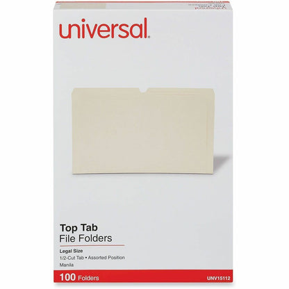 Universal 1/2 Tab Cut Legal Recycled Top Tab File Folder - 8 1/2" x 14" - 3/4" Expansion - Assorted Tab Position - 11 pt