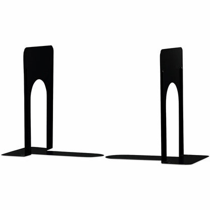Universal Bookend - 9" Height x 5.88" Width x 8.25" Depth - Rounded Corner - Black - Steel, Metal - 1 Pair