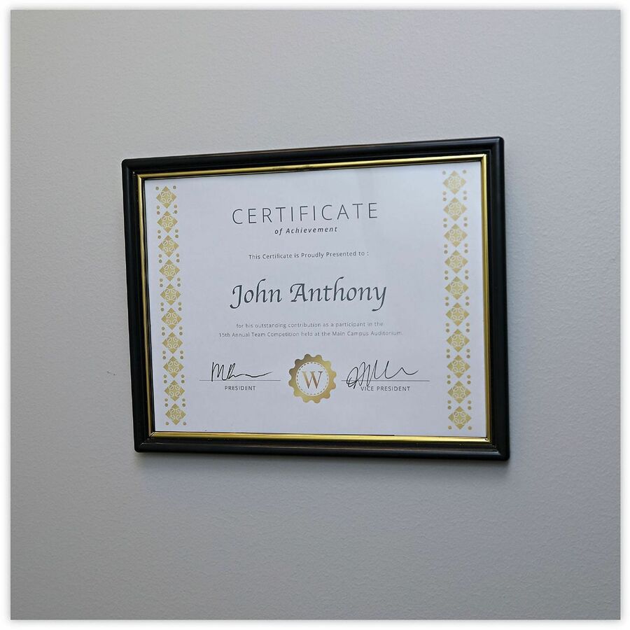 Universal Document Frame - Holds 8.50" x 11" Insert - Rectangle - Vertical, Horizontal - Die-cut, Dust Resistant - Plast