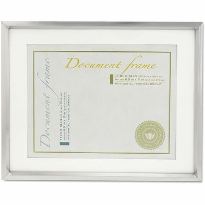 Universal Document Frame - 14" x 11" Frame Size - Holds 8.50" x 11" Insert - Rectangle - Portrait, Landscape - Brushed M