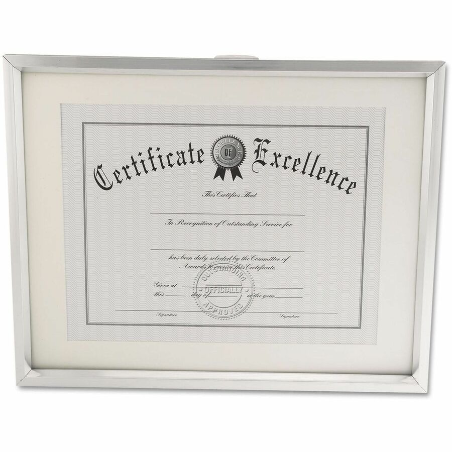 Universal Document Frame - 14" x 11" Frame Size - Holds 8.50" x 11" Insert - Rectangle - Portrait, Landscape - Brushed M