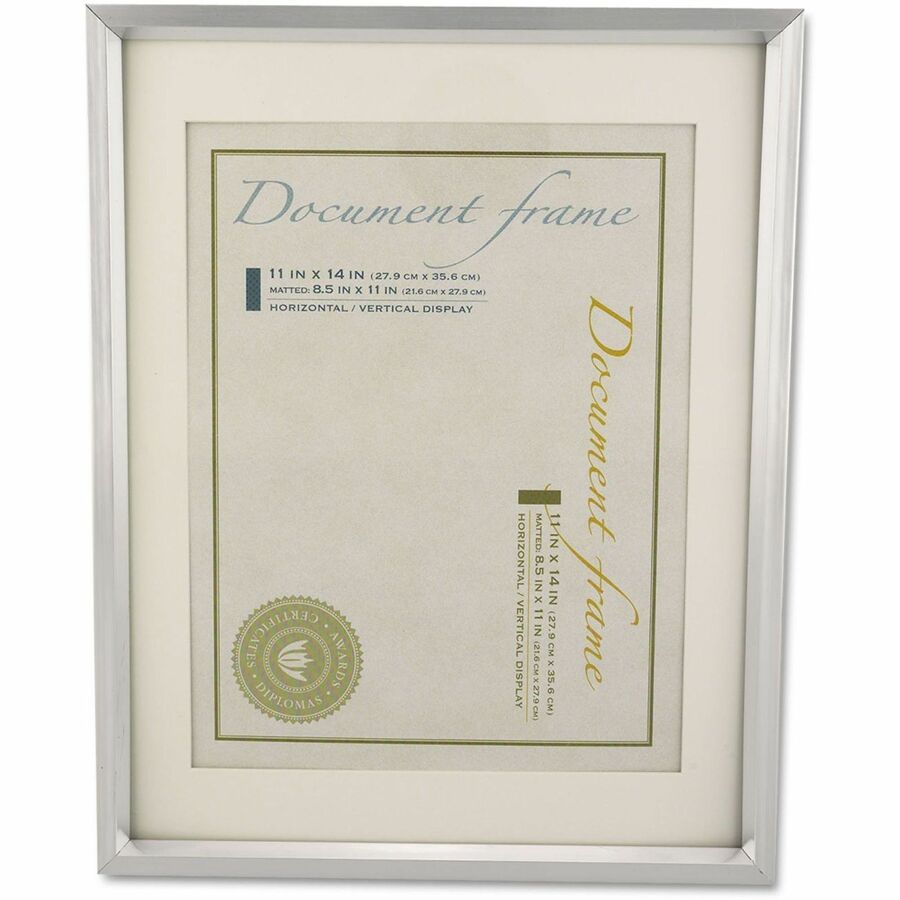 Universal Document Frame - 14" x 11" Frame Size - Holds 8.50" x 11" Insert - Rectangle - Portrait, Landscape - Brushed M