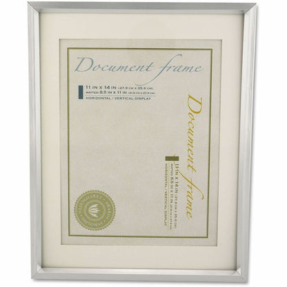 Universal Document Frame - 14" x 11" Frame Size - Holds 8.50" x 11" Insert - Rectangle - Portrait, Landscape - Brushed M