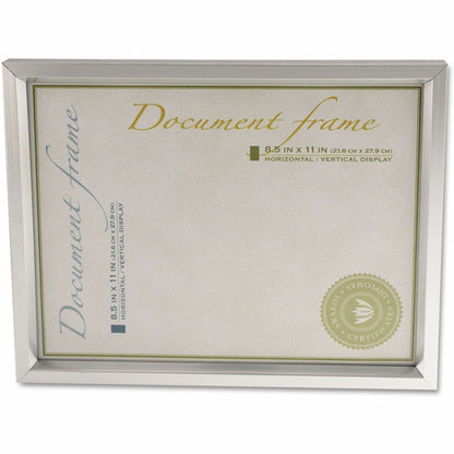 Universal Document Frame - Holds 8.50" x 11" Insert - Rectangle - Desktop - Portrait, Landscape - Brushed Metal - Easel 