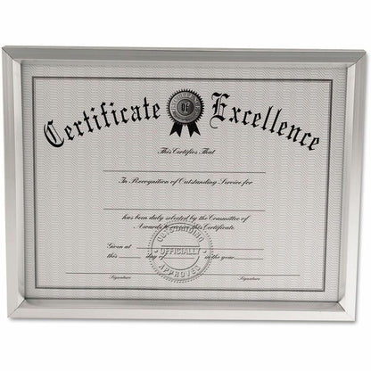 Universal Document Frame - Holds 8.50" x 11" Insert - Rectangle - Desktop - Portrait, Landscape - Brushed Metal - Easel 