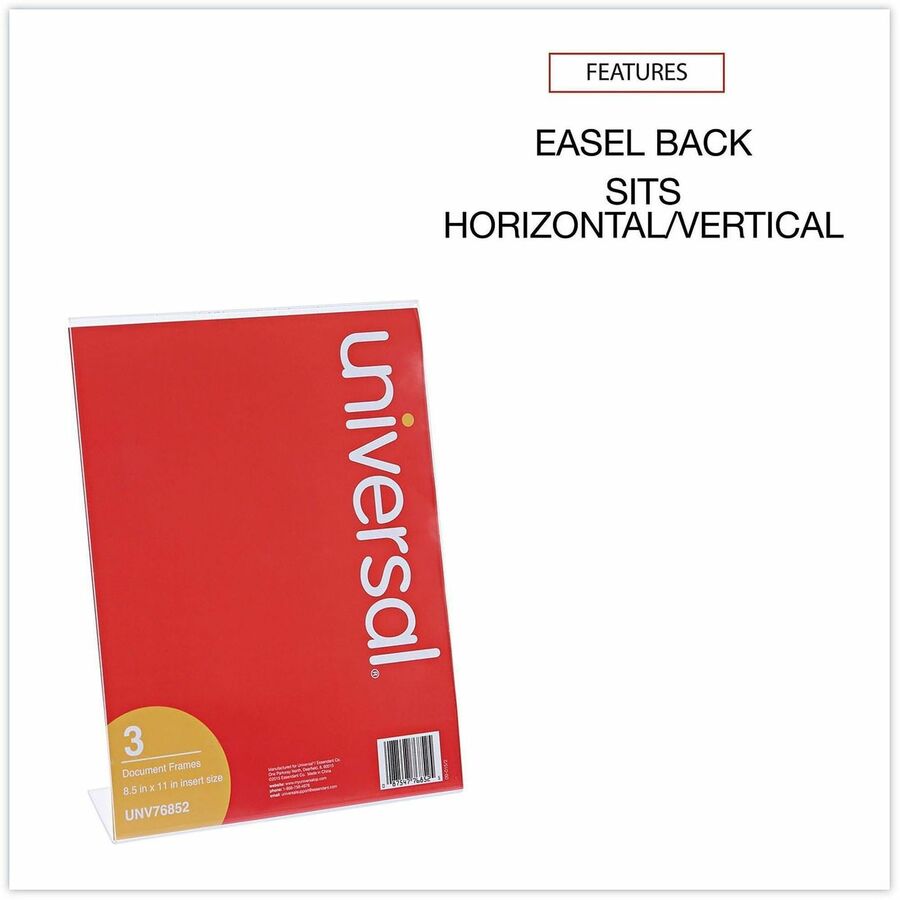 Universal Photo Frame - Holds 8.50" x 11" Insert - Rectangle - Desktop - Horizontal, Vertical - Durable, Shatter Proof -