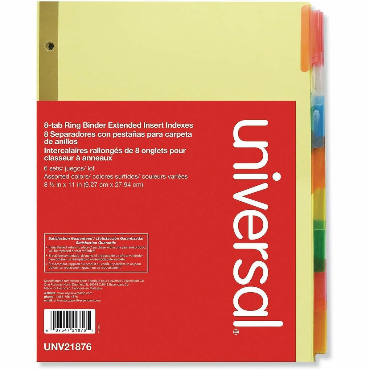 Universal Index Divider - 8 Write-on Side Tab(s) - Letter - 8.50" Width x 11" Length - 3 Hole Punched - Buff Paper Divid