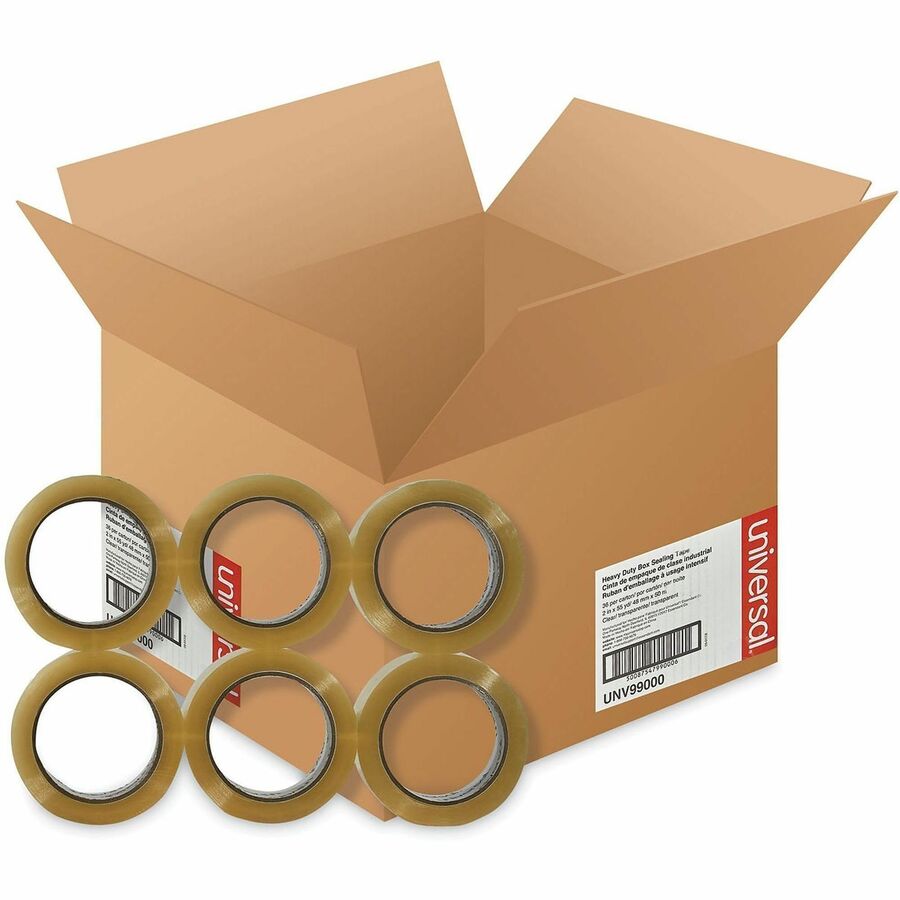 Universal Heavy-Duty Box Sealing Tape, 3" Core, 1.88" x 54.6 yds, Clear, 36/Carton - 54.60 yd Length x 1.88" Width x 3 m
