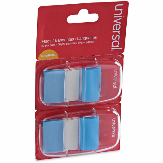 Universal Flag - 100 - Rectangle - Blue - Removable, Self-stick, Pop-up, Repositionable - Dispenser Included - 2 / Pack