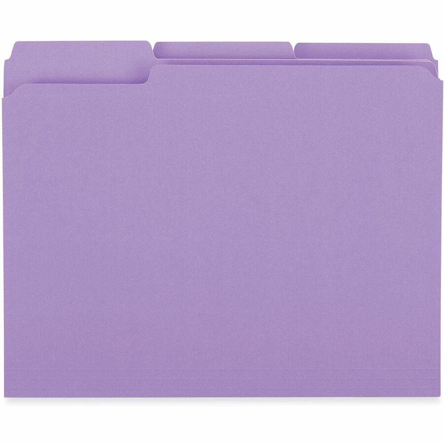 Universal 1/3 Tab Cut Letter Recycled Top Tab File Folder - 8 1/2" x 11" - 1" Expansion - Assorted Tab Position - 11 pt.