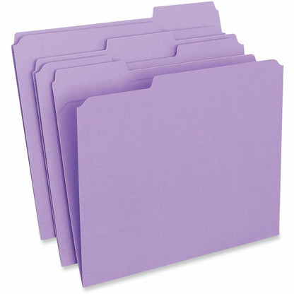 Universal 1/3 Tab Cut Letter Recycled Top Tab File Folder - 8 1/2" x 11" - 1" Expansion - Assorted Tab Position - 11 pt.