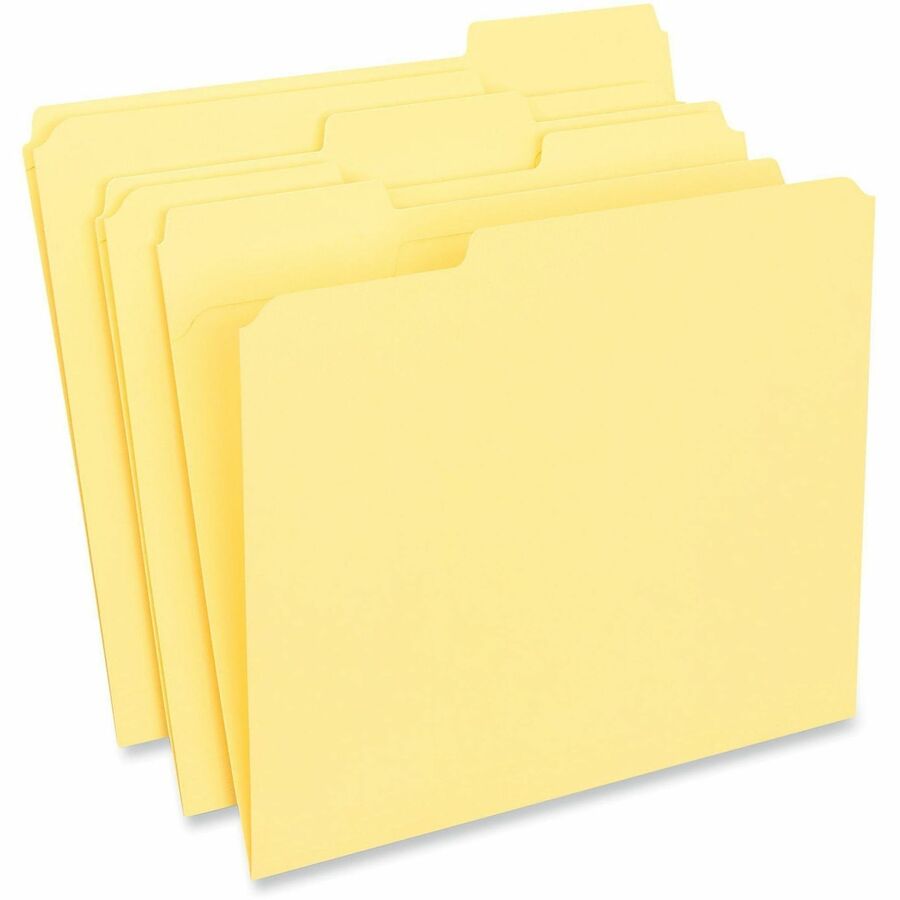 Universal 1/3 Tab Cut Letter Recycled Top Tab File Folder - 8 1/2" x 11" - 1" Expansion - Assorted Tab Position - 11 pt.