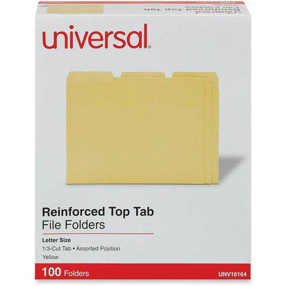Universal 1/3 Tab Cut Letter Recycled Top Tab File Folder - 8 1/2" x 11" - 1" Expansion - Assorted Tab Position - 11 pt.