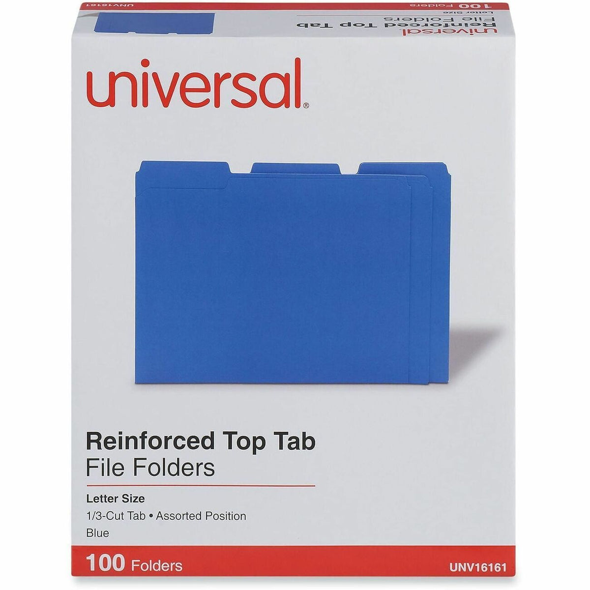 Universal 1/3 Tab Cut Letter Recycled Top Tab File Folder - 8 1/2" x 11" - 1" Expansion - Assorted Tab Position - 11 pt.