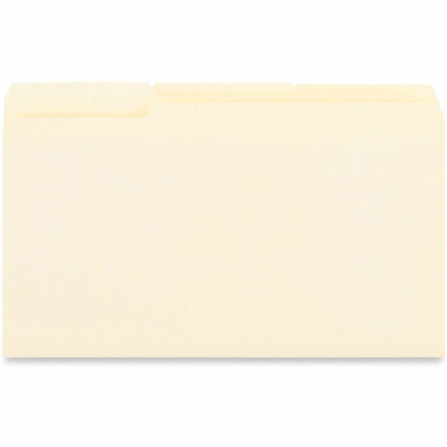 Universal 1/3 Tab Cut Legal Recycled Top Tab File Folder - 8 1/2" x 14" - Assorted Tab Position - 9.5 pt. - Manila Paper