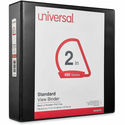 Universal Slant D-Ring View Binder, 3 Rings, 2" Capacity, 11 x 8.5, Black - 2" Binder Capacity - Letter - 8 1/2" x 11" S