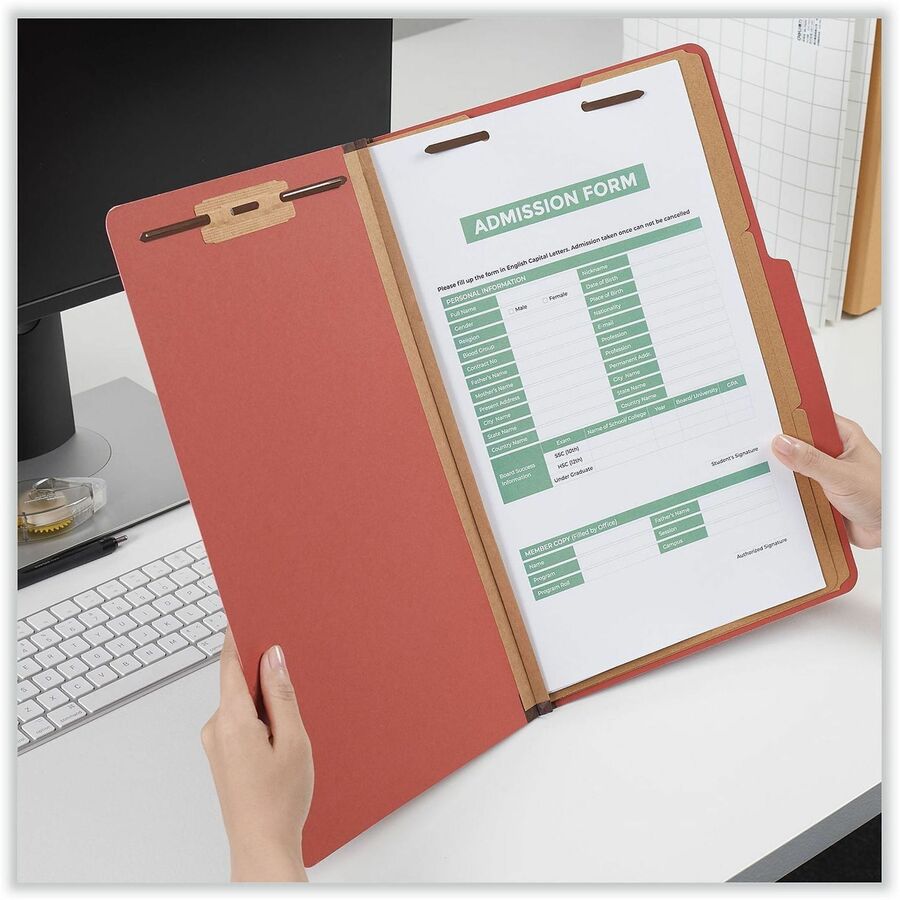 Universal 2/5 Tab Cut Legal Recycled Classification Folder - 8 1/2" x 14" - 3" Expansion - 8 Fastener - 2" Fastener Capa