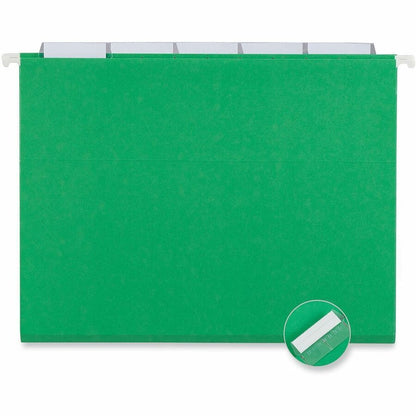 Universal 1/5 Tab Cut Letter Recycled Hanging Folder - 8 1/2" x 11" - Assorted Tab Position - 11 pt. - Stock - Bright Gr