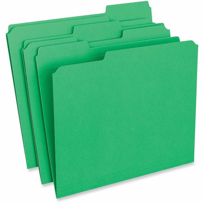 Universal 1/3 Tab Cut Letter Recycled Top Tab File Folder - 8 1/2" x 11" - 1" Expansion - Assorted Tab Position - 11 pt.