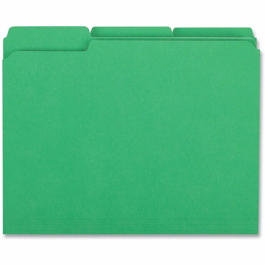 Universal 1/3 Tab Cut Letter Recycled Top Tab File Folder - 8 1/2" x 11" - 1" Expansion - Assorted Tab Position - 11 pt.