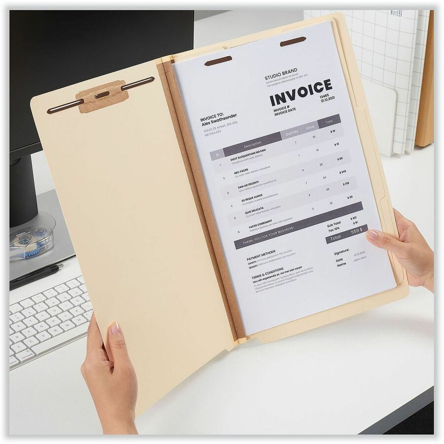 Universal Straight Tab Cut Legal Recycled Classification Folder - 8 1/2" x 14" - 2" Expansion - 6 Fastener - 2" Fastener