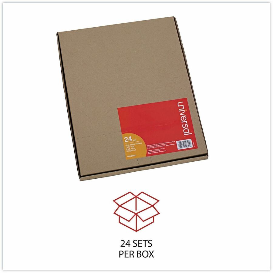 Universal Insertable Tab Index, 8-Tab, 11 x 8.5, Buff, Clear Tabs, 24 Sets - 8 Side Tab(s) - Letter - 8.50" Width x 11" 