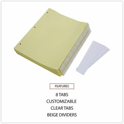 Universal Insertable Tab Index, 8-Tab, 11 x 8.5, Buff, Clear Tabs, 24 Sets - 8 Side Tab(s) - Letter - 8.50" Width x 11" 