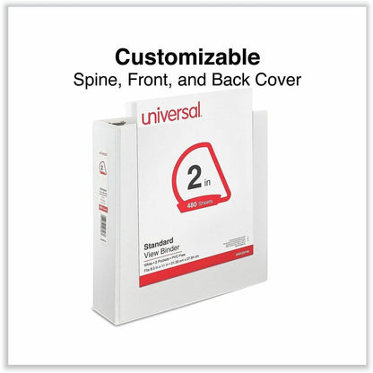 Universal Slant D-Ring View Binder, 3 Rings, 2" Capacity, 11 x 8.5, White - 2" Binder Capacity - Letter - 8 1/2" x 11" S