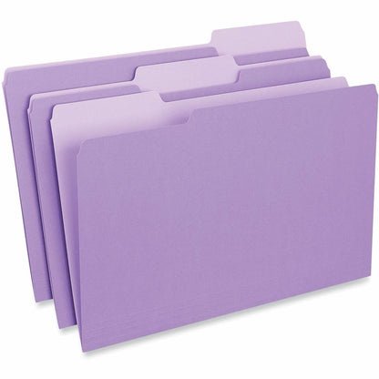 Universal 1/3 Tab Cut Legal Recycled Top Tab File Folder - 8 1/2" x 14" - Assorted Tab Position - 11 pt. - Stock - Purpl