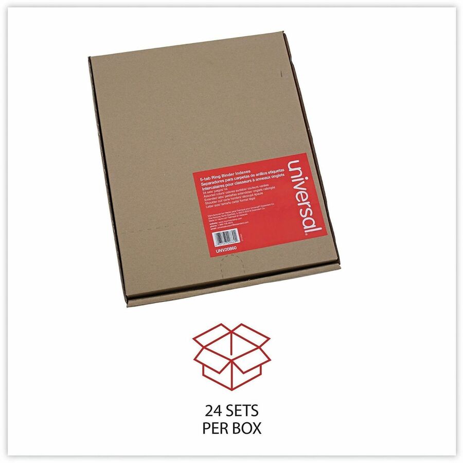 Universal Index Divider - 5 Side Tab(s) - Letter - 8.50" Width x 11" Length - 3 Hole Punched - Buff Paper Divider - Asso