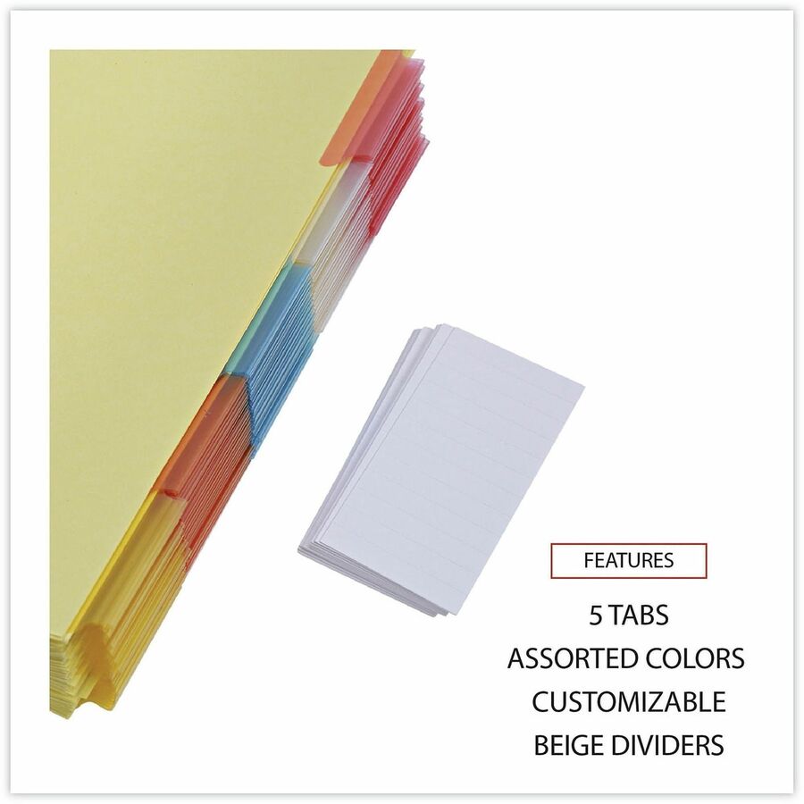 Universal Index Divider - 5 Side Tab(s) - Letter - 8.50" Width x 11" Length - 3 Hole Punched - Buff Paper Divider - Asso