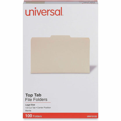 Universal 1/3 Tab Cut Legal Recycled Top Tab File Folder - 8 1/2" x 14" - 3/4" Expansion - Center Tab Position - 11 pt. 