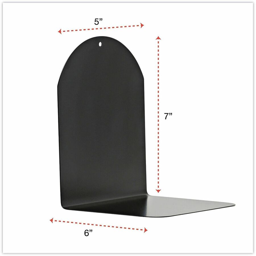 Universal Magnetic Bookends, Magnetic Base, 6 x 5 x 7, Metal, Black, Pair - 7" Height x 6" Width x 5" Depth - Magnetic -