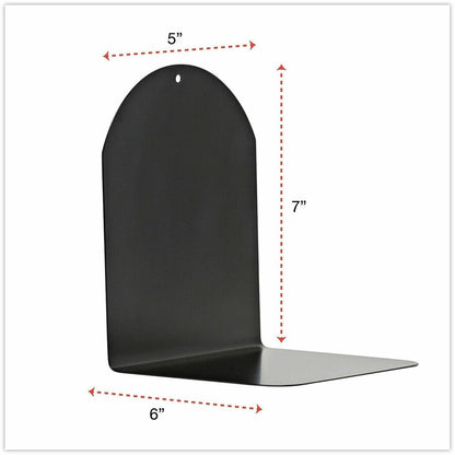 Universal Magnetic Bookends, Magnetic Base, 6 x 5 x 7, Metal, Black, Pair - 7" Height x 6" Width x 5" Depth - Magnetic -