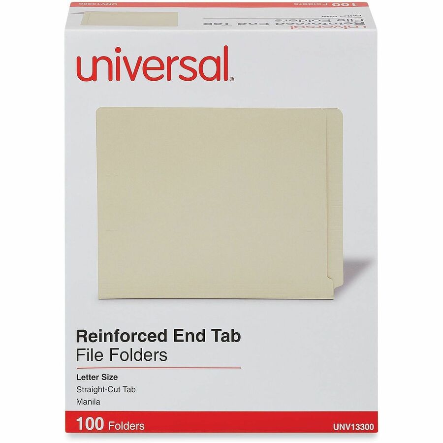 Universal Straight Tab Cut Letter Recycled End Tab File Folder - 8 1/2" x 11" - 3/4" Expansion - 11 pt. - Manila Paper -