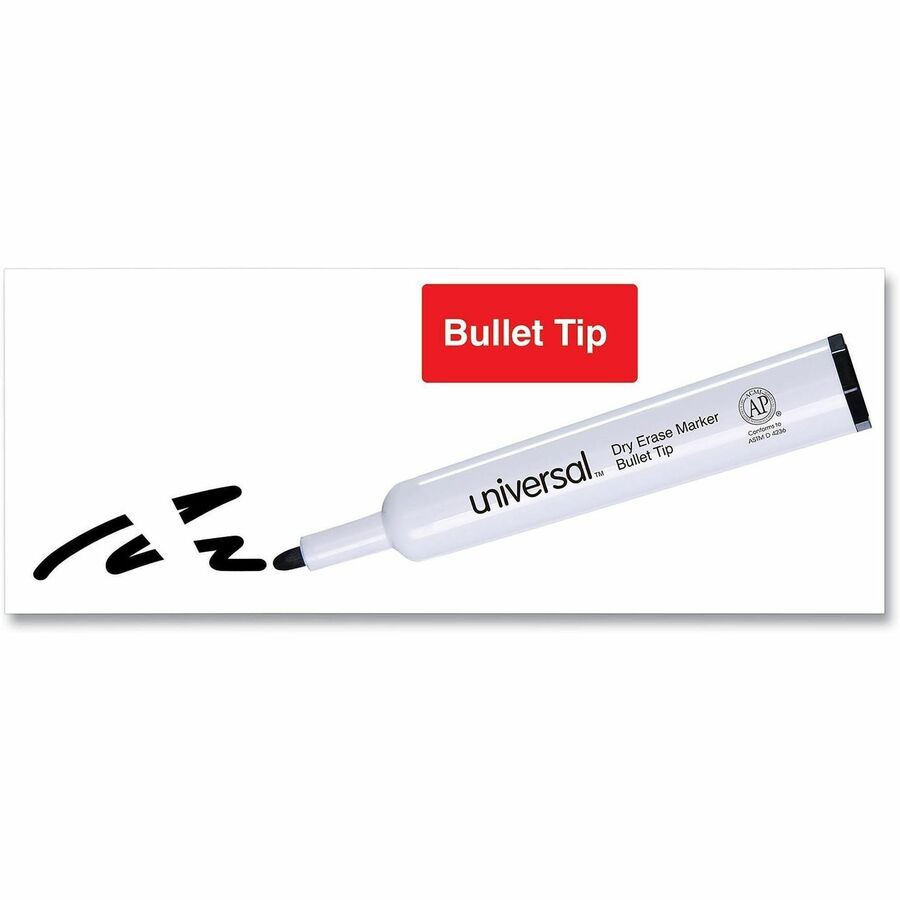 Universal Dry Erase Marker, Medium Bullet Tip, Black, Dozen - Black Ink - Dry - General Purpose - 12 / Dozen