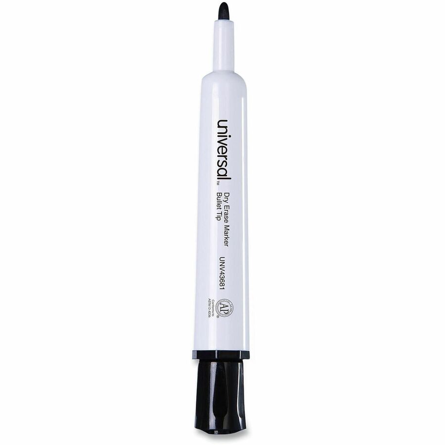 Universal Dry Erase Marker, Medium Bullet Tip, Black, Dozen - Black Ink - Dry - General Purpose - 12 / Dozen