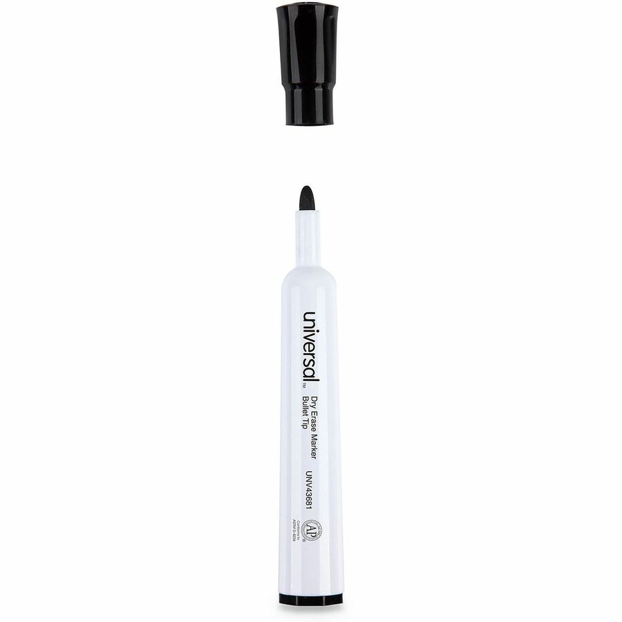 Universal Dry Erase Marker, Medium Bullet Tip, Black, Dozen - Black Ink - Dry - General Purpose - 12 / Dozen