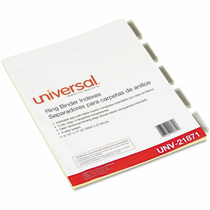 Universal Insertable Tab Index, 5-Tab, 11 x 8.5, Buff, Clear Tabs, 6 Sets - 5 Write-on Side Tab(s) - Letter - 8.50" Widt