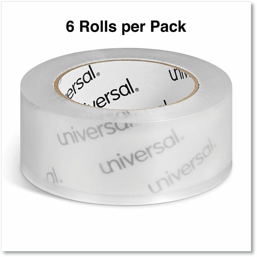 Universal Quiet Tape Box Sealing Tape, 3" Core, 1.88" x 109 yds, Clear, 6/Pack - 109 yd Length x 1.88" Width x 2 mil Thi