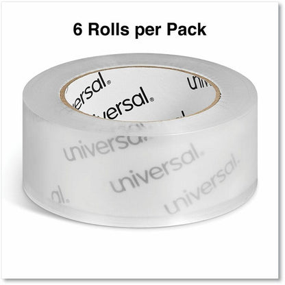 Universal Quiet Tape Box Sealing Tape, 3" Core, 1.88" x 109 yds, Clear, 6/Pack - 109 yd Length x 1.88" Width x 2 mil Thi