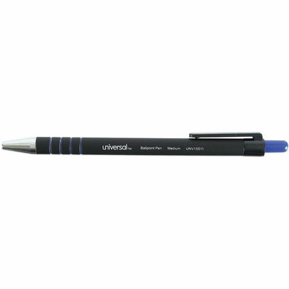 Universal Ballpoint Pen, Retractable, Medium 1 mm, Blue Ink, Blue Barrel, Dozen - 1 mm Medium Conical Pen Point - Retrac