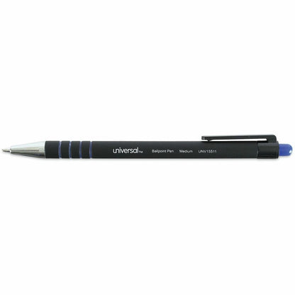 Universal Ballpoint Pen, Retractable, Medium 1 mm, Blue Ink, Blue Barrel, Dozen - 1 mm Medium Conical Pen Point - Retrac
