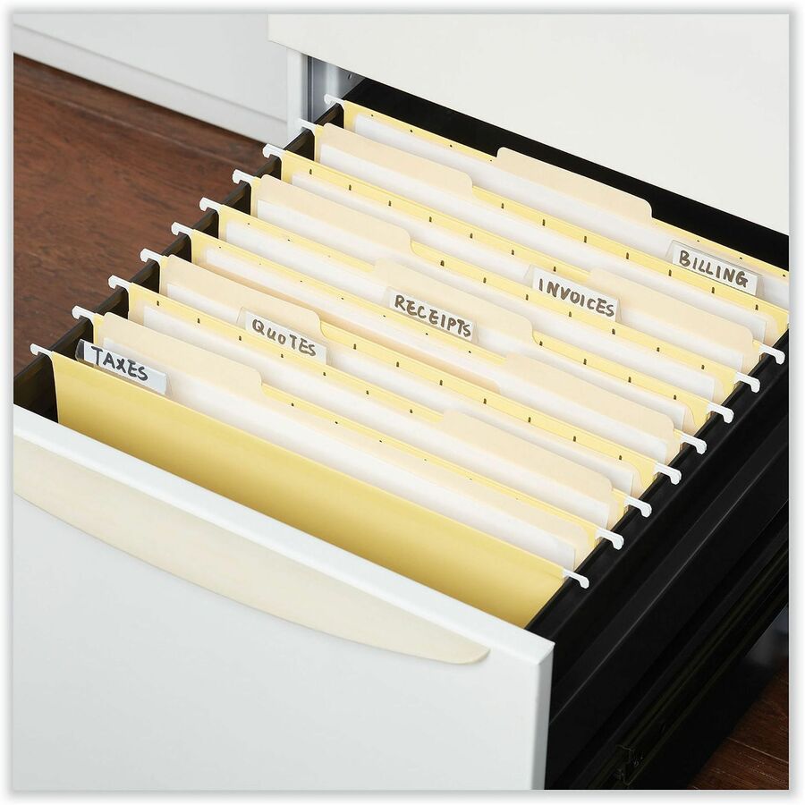 Universal 1/5 Tab Cut Letter Recycled Hanging Folder - 8 1/2" x 11" - Assorted Tab Position - 11 pt. - Stock - Yellow - 