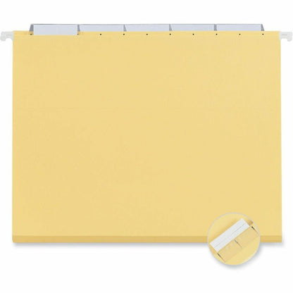 Universal 1/5 Tab Cut Letter Recycled Hanging Folder - 8 1/2" x 11" - Assorted Tab Position - 11 pt. - Stock - Yellow - 