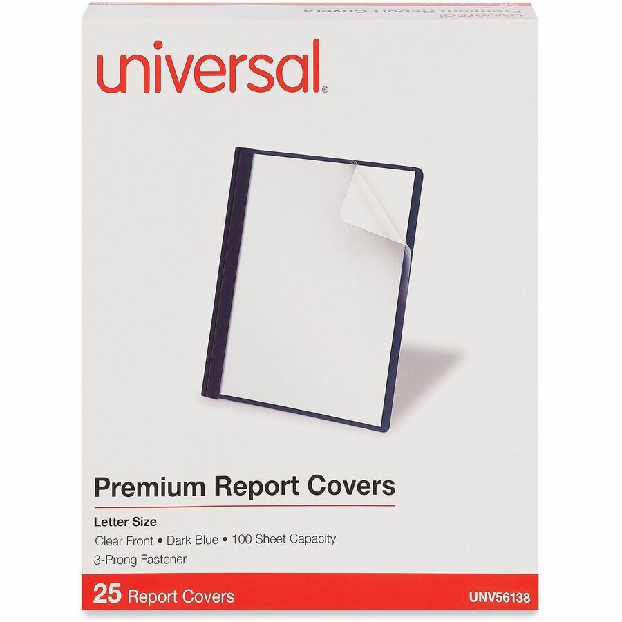 Universal Report Cover - 1/2" Folder Capacity - 8 1/2" x 11" - 100 Sheets Capacity - 3 x 3-prong Fastener - Punched - 25
