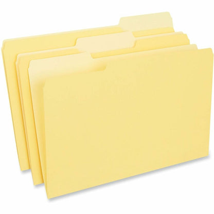 Universal 1/3 Tab Cut Legal Recycled Top Tab File Folder - 8 1/2" x 14" - Assorted Tab Position - 11 pt. - Stock - Yello
