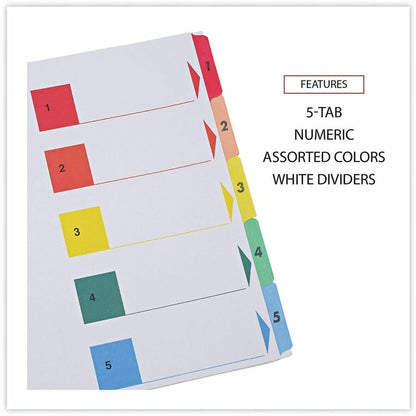 Universal Index Divider - 5 Print-on Side Tab(s) - Digit - 1-5, Table of Contents - 8.5" Divider Width x 11" Divider Len