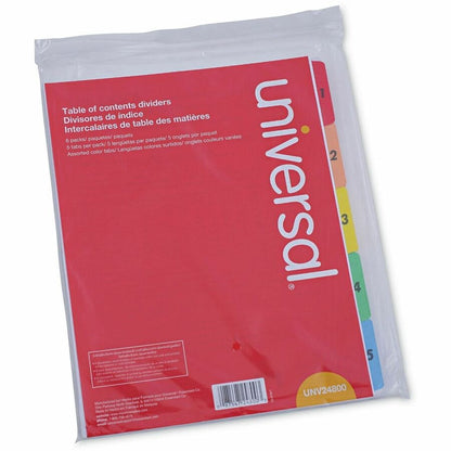 Universal Index Divider - 5 Print-on Side Tab(s) - Digit - 1-5, Table of Contents - 8.5" Divider Width x 11" Divider Len